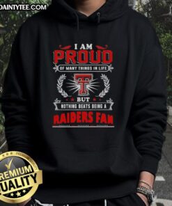 Happy I Am Proud hoodie showcasing Texas Tech Red Raiders pride, perfect for fans celebrating their team spirit.