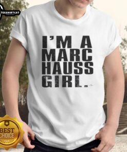 Alt Text: Happy I'M A Marc Hauss Girl T-Shirt displayed on a model, showcasing trendy fashion and vibrant colors.