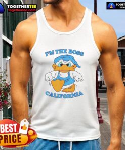Happy I'm The Boss California Duck 90s tank top featuring a vibrant design perfect for retro style enthusiasts.