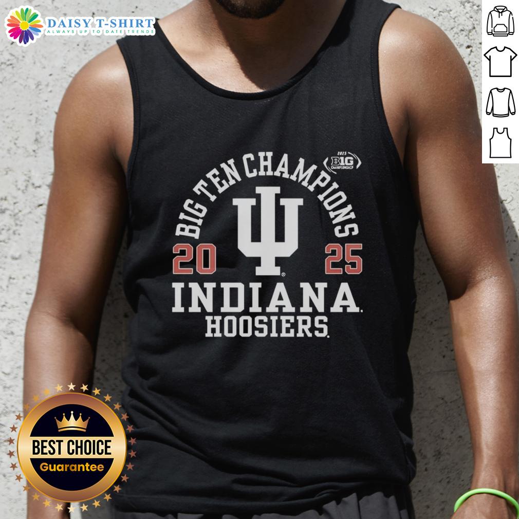 Happy Indiana Hoosiers Logo Big Ten Football Champions 2025 Tank Top Happy Indiana Hoosiers Logo on a 2025 Big Ten Football Champions tank top, showcasing team spirit and pride.