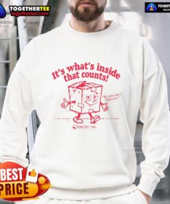 Happy 'What's Inside That Counts' BidFTA sweatshirt featuring a cozy design, perfect for casual wear and uplifting messages.