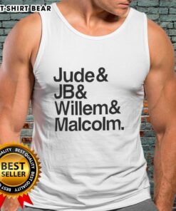 Happy Jude in a JB Willem tank top with Malcolm, showcasing vibrant style and friendship.