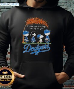Happy Los Angeles Dodgers X Peanuts Snoopy hoodie for autumn, celebrating the most wonderful time of the year.