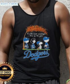 Happy Los Angeles Dodgers X Peanuts Snoopy and Friends autumn tank top celebrating the most wonderful time of the year.