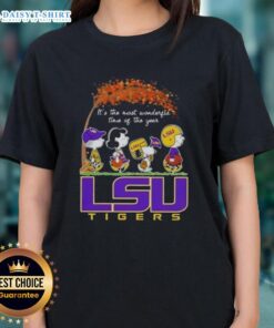Happy LSU Tigers x Peanuts Snoopy and Friends autumn ladies tee, celebrating the most wonderful time of the year.