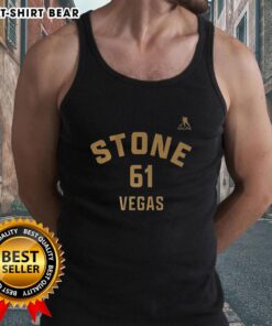 Happy Mark Stone Vegas Golden Knights ice hockey tank top with name and number 61 in vibrant colors.