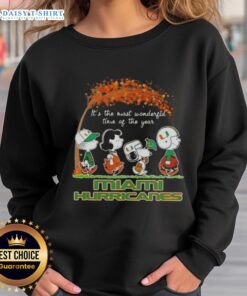 Happy Miami Hurricanes X Peanuts Snoopy and Friends autumn sweatshirt, perfect for the most wonderful time of the year.