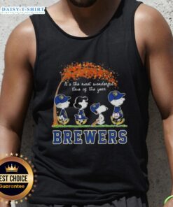 Happy Milwaukee Brewers X Peanuts Snoopy and Friends tank top for autumn, celebrating the most wonderful time of the year.