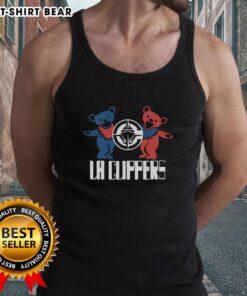 Happy NBA X Grateful Dead X Clippers tank top featuring vibrant graphics and a relaxed fit, perfect for game day.