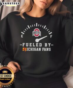 Alt Text: Happy Ohio State Buckeyes sweatshirt, inspired by Michigan fans, showcasing team spirit and rivalry pride.