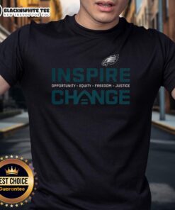 Happy Philadelphia Eagles Inspire Change Equity Justice Change T-Shirt featuring vibrant team colors and motivational design.