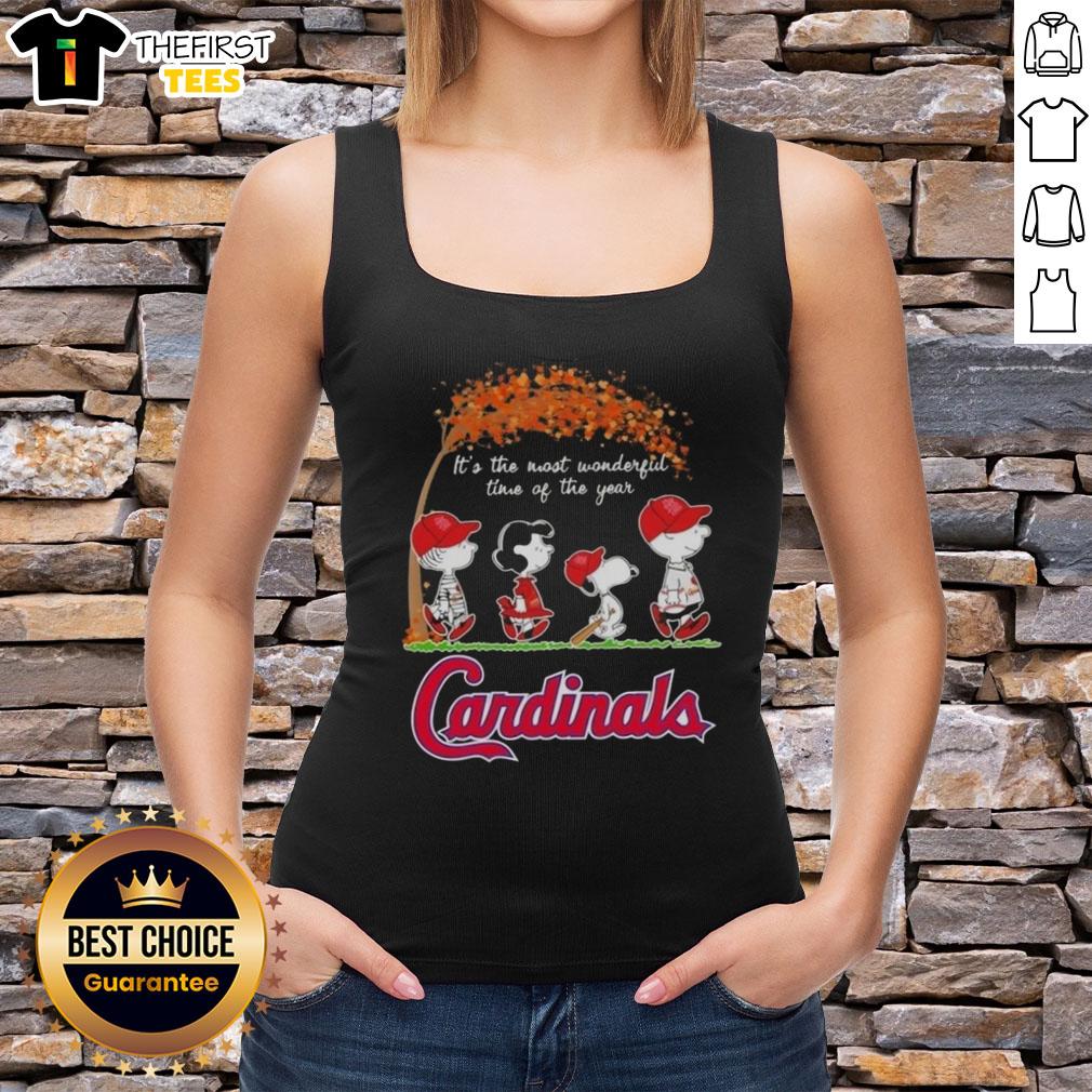 happy-st-louis-cardinals-x-peanuts-snoopy-and-friends-autumn-its-the-most-wonderful-time-of-the-year-tank-top Happy St. Louis Cardinals tank top featuring Peanuts' Snoopy and friends, celebrating autumn's most wonderful time of the year.