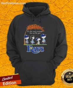 Happy Tampa Bay Rays X Peanuts Snoopy hoodie for autumn, celebrating the most wonderful time of the year in style.