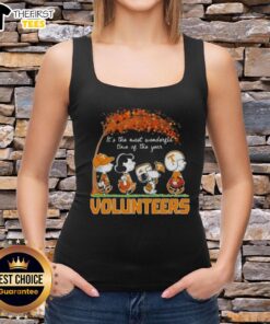 Happy Tennessee Volunteers tank top featuring Snoopy and friends, perfect for autumn celebrations and team spirit.