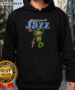 Happy TMNT Leonardo wearing a Utah Jazz hoodie, showcasing a fun blend of pop culture and sports fashion.