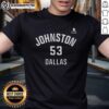Happy Wyatt Johnston Dallas Stars Ice Hockey T-Shirt featuring name and number 53, perfect for fans and collectors.