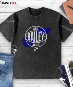 Alt Text: Hot Ace Bailey Utah Jazz basketball logo washed t-shirt featuring a vintage design and vibrant team colors.