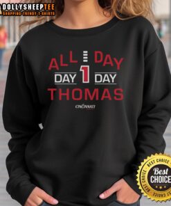 Cincinnati Bearcats sweatshirt featuring 'Hot All Day' design, perfect for fans showcasing team spirit.