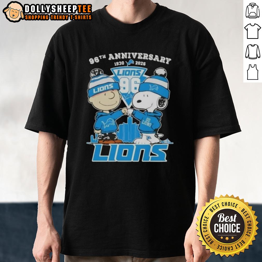 Hot Charlie Brown And Snoopy 96th Anniversary 1930 2026 Detroit Lions Football Skyline T-Shirt Hot Charlie Brown and Snoopy 96th Anniversary T-Shirt featuring Detroit Lions football skyline, 1930-2026.