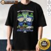 Hot Charlie Brown and Snoopy Super Bowl 52nd Anniversary T-Shirt featuring Seattle Seahawks skyline design.