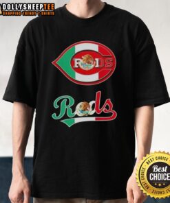 Hot Cincinnati Reds baseball t-shirt featuring vibrant Mexican flag design, perfect for fans and celebrations.