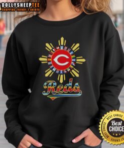 Hot Cincinnati Reds X Hispanic sweatshirt featuring vibrant colors and team logo, perfect for fans and casual wear.