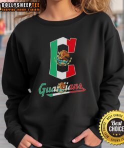 Alt Text: Hot Cleveland Guardians baseball sweatshirt featuring Mexican flag design for fans and sports enthusiasts.