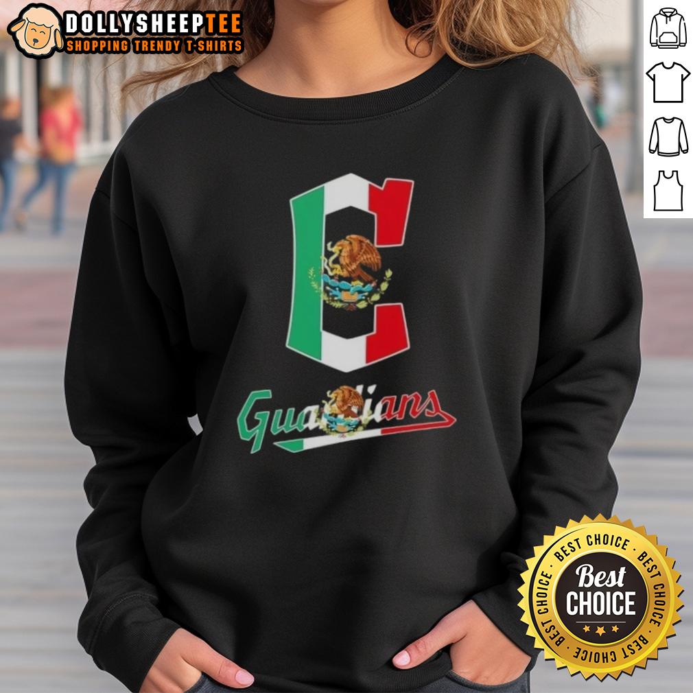 Hot Cleveland Guardians Baseball X Mexican Flag Sweatshirt Alt Text: Hot Cleveland Guardians baseball sweatshirt featuring Mexican flag design for fans and sports enthusiasts.