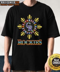 Hot Colorado Rockies X Hispanic T-Shirt featuring vibrant design, perfect for fans celebrating culture and baseball.