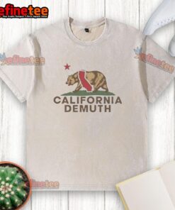 Vintage washed t-shirt featuring California bear and 'California Republic' wordplay design - Hot Demuth style.