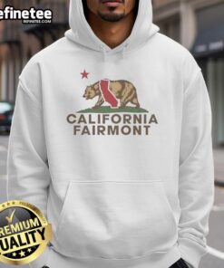 Alt Text: Stylish Hot Fairmont California Bear hoodie featuring the California Republic flag design, perfect for casual wear.