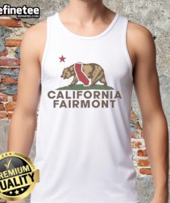 Alt Text: Stylish Hot Fairmont California Bear tank top featuring California Republic flag design for trendy casual wear.