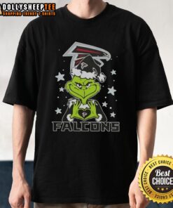 Hot Grinch Love Atlanta Falcons Football Merry Christmas T-Shirt featuring festive design and team colors, perfect for fans.