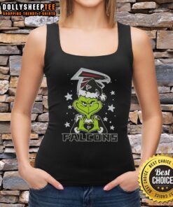 Alt Text: Hot Grinch Love Atlanta Falcons Football Merry Christmas tank top featuring festive design and team colors.