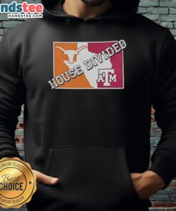 Hot House Divided hoodie featuring Texas Longhorns and Texas A&M Aggies logos, perfect for college football fans.