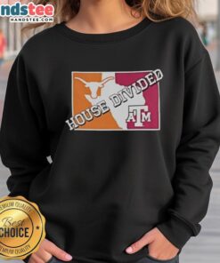 Hot House Divided sweatshirt featuring Texas Longhorns vs Texas A&M Aggies design, perfect for college football fans.