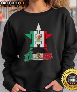 Hot Houston Astros baseball sweatshirt featuring a vibrant Mexican flag design, perfect for fans and stylish wear.