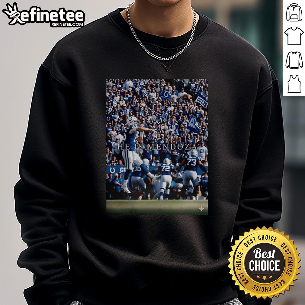 hot-indianapolis-colts-he-is-mendoza-sweatshirt Hot Indianapolis Colts He Is Mendoza Sweatshirt in navy, showcasing team spirit and comfort for Colts fans.