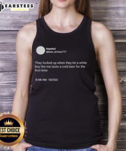 Hot Itsyaboi in a tank top enjoying a cold beer for the first time, capturing the moment of fun and celebration.