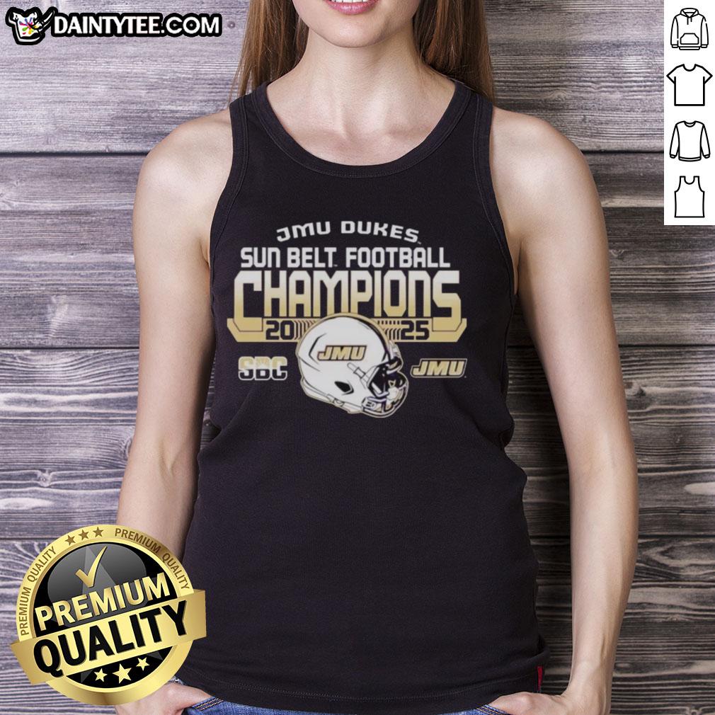 hot-james-madison-university-dukes-sun-belt-football-champions-2025-tank-top Alt Text: Hot James Madison University Dukes Sun Belt Football Champions 2025 tank top showcasing team pride and vibrant design.