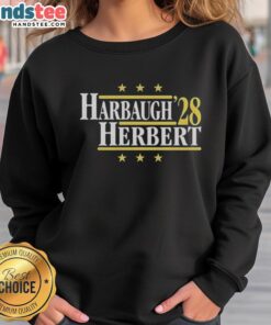 Hot Jim Harbaugh vs Justin Herbert Los Angeles Chargers 2028 sweatshirt featuring bold graphics and team colors.