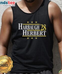 Hot Jim Harbaugh vs Justin Herbert tank top featuring Los Angeles Chargers design for fans of football apparel.