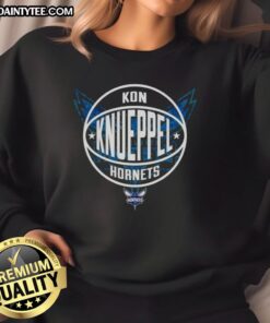 Alt Text: Hot Kon Knueppel Charlotte Hornets basketball logo sweatshirt featuring vibrant colors and a stylish design.