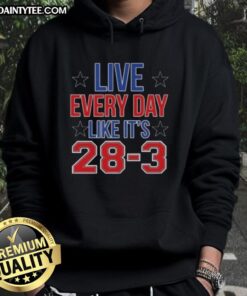 High-quality hoodie with 'Live Everyday Like It's 28-3' slogan, perfect for casual wear and sports enthusiasts.