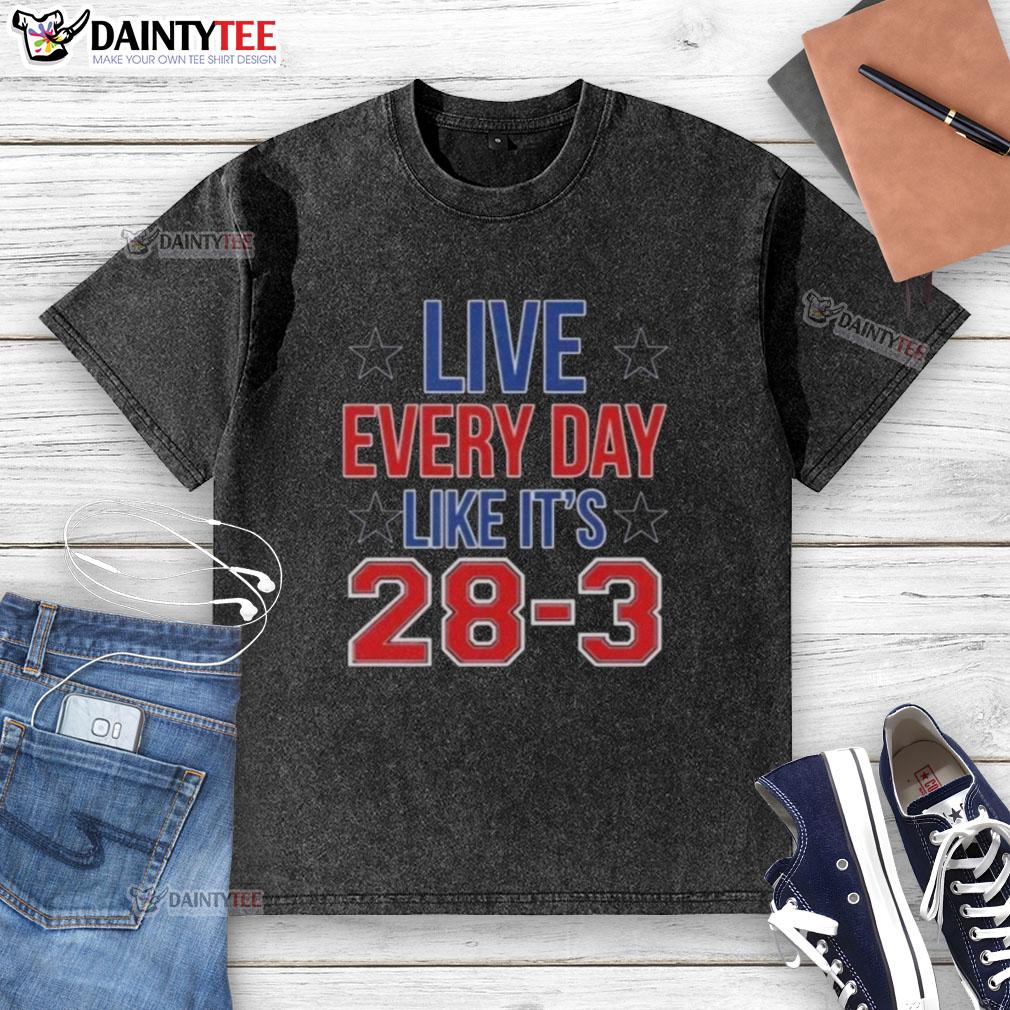 hot-live-everyday-like-its-28-3-high-quality-washed-t-shirt Alt Text: High-quality washed t-shirt featuring Live Everyday Like It's 28.3 graphic, perfect for casual wear.