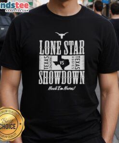 Hot Lone Star Showdown T-Shirt featuring Texas Longhorns vs Texas A&M Aggies Hook 'Em Horns design for 2025.
