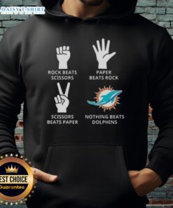 Hot Miami Dolphins hoodie featuring 'Nothing Beats Rock, Scissors, Paper Beats Rock, Scissors Beats Paper' design.