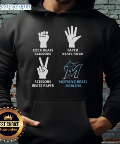Hot Miami Marlins hoodie featuring 'Nothing Beats Rock, Scissors, Paper Beats Rock, Scissors Beats Paper' design.