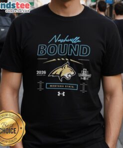 Hot Montana State Bobcats Nashville Bound Neon Lights 2026 T-Shirt showcasing vibrant colors and bold team logo design.