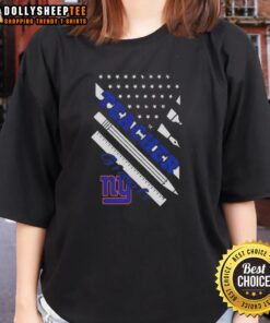 Hot New York Giants Football X Teacher American Flag Ladies Tee design featuring team colors and patriotic elements.